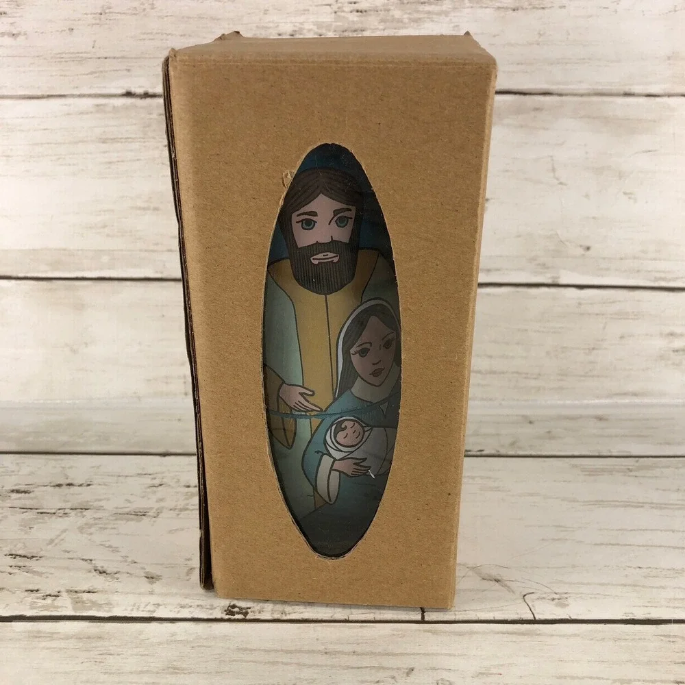 Nativity Nesting Dolls Wooden Matryoshka 5‎ Piece Christmas Set Blue Holy Family